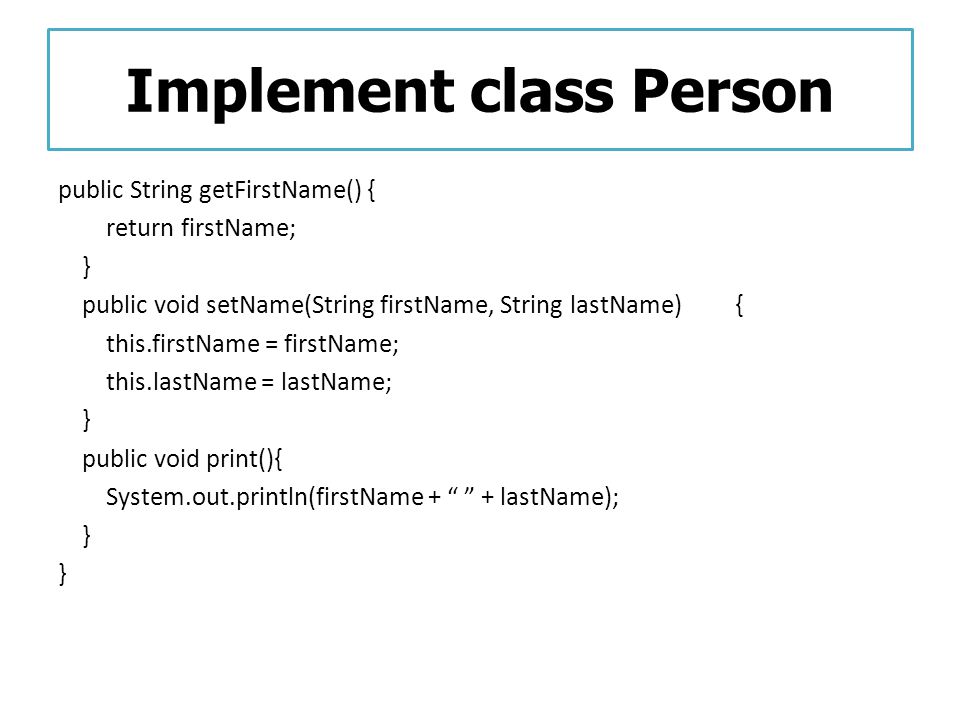 Implement class Person