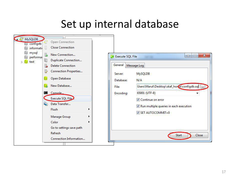 Set up internal database