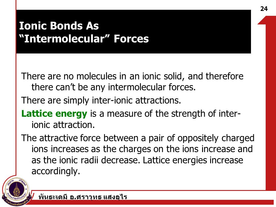 Ionic Bonds As Intermolecular Forces