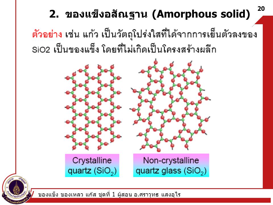 2. ของแข็งอสัณฐาน (Amorphous solid)