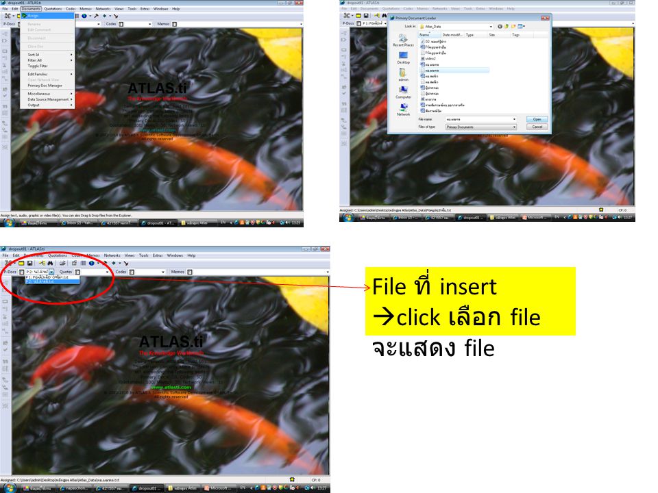 File ที่ insert click เลือก file จะแสดง file