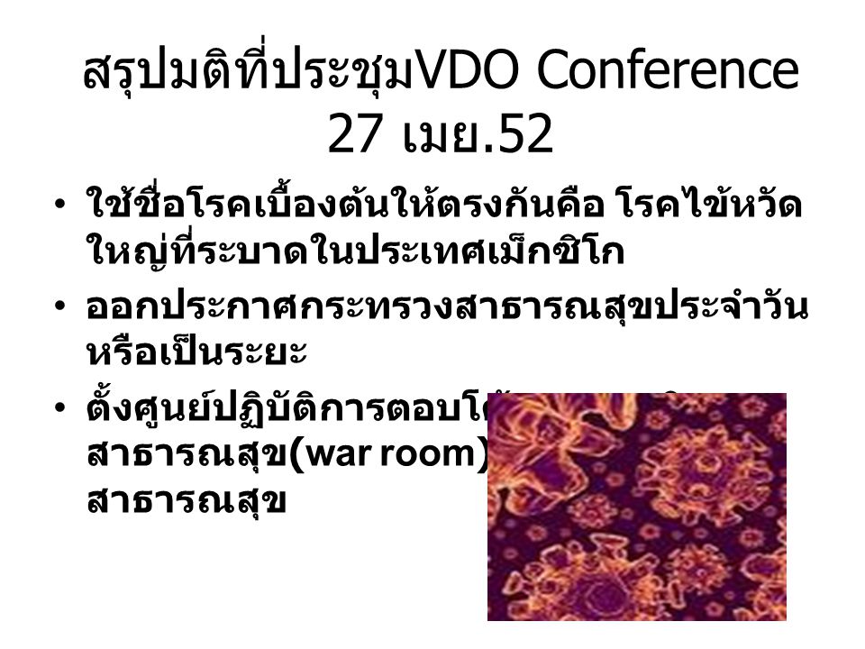 สรุปมติที่ประชุมVDO Conference 27 เมย.52