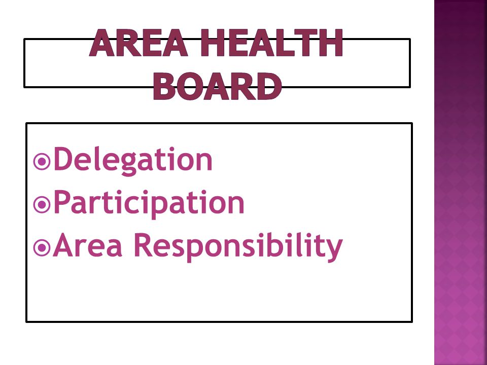 Area Health Board Delegation Participation Area Responsibility