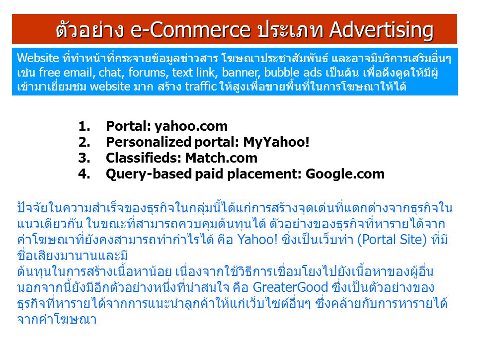 ตัวอย่าง e-Commerce ประเภท Advertising