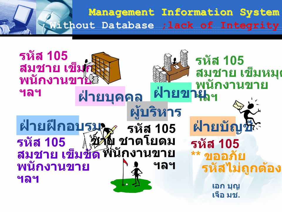 Management Information System Without Database ;lack of Integrity