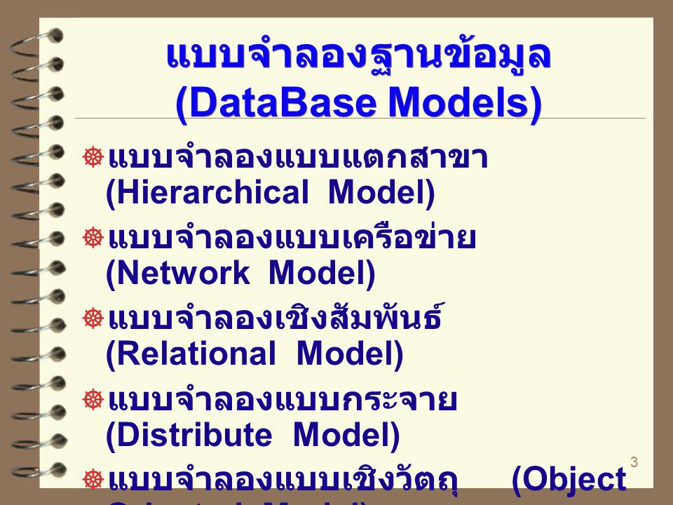 แบบจำลองฐานข้อมูล (DataBase Models)