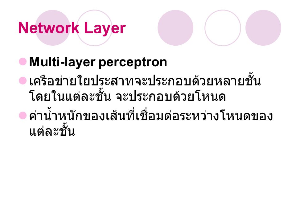 Network Layer Multi-layer perceptron