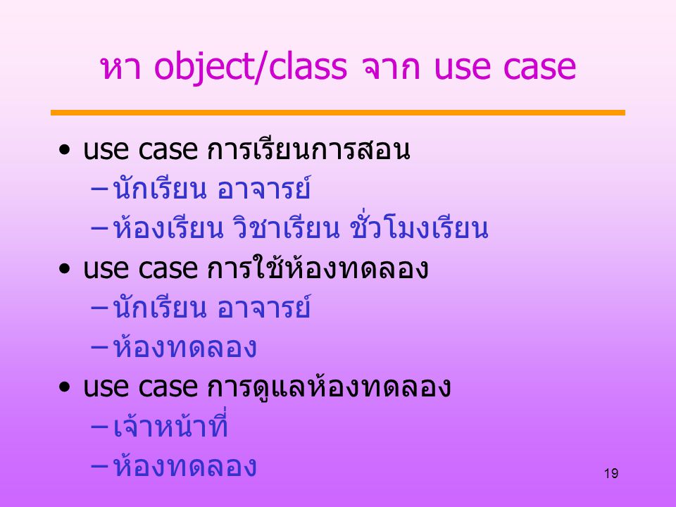 หา object/class จาก use case