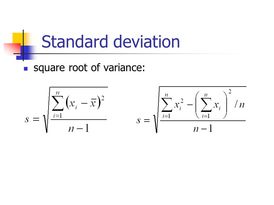 Standard deviation square root of variance:
