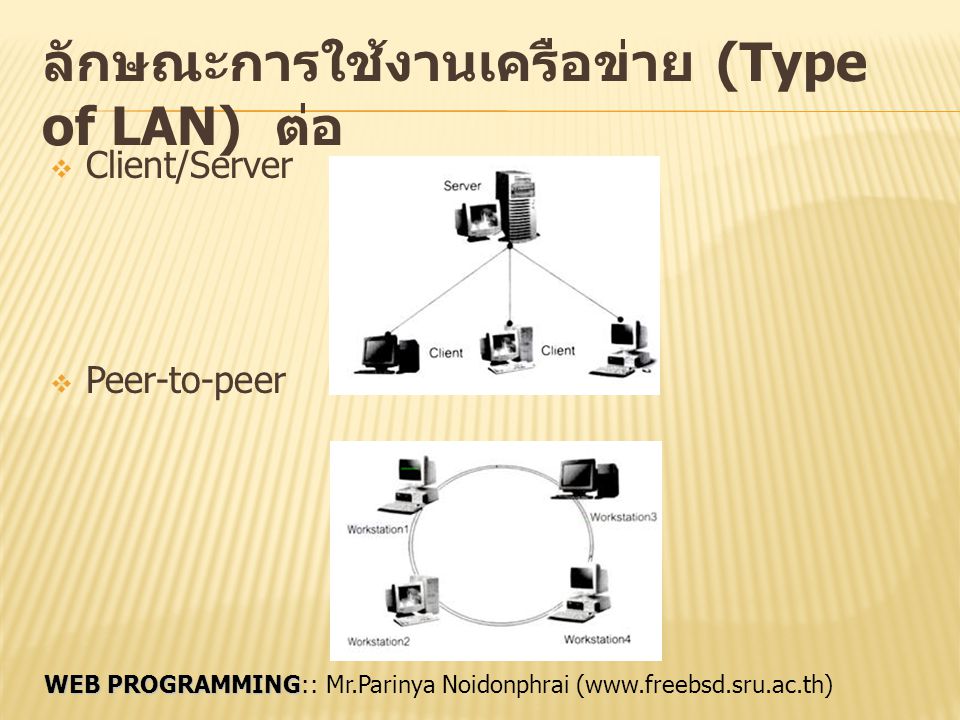 ลักษณะการใช้งานเครือข่าย (Type of LAN) ต่อ