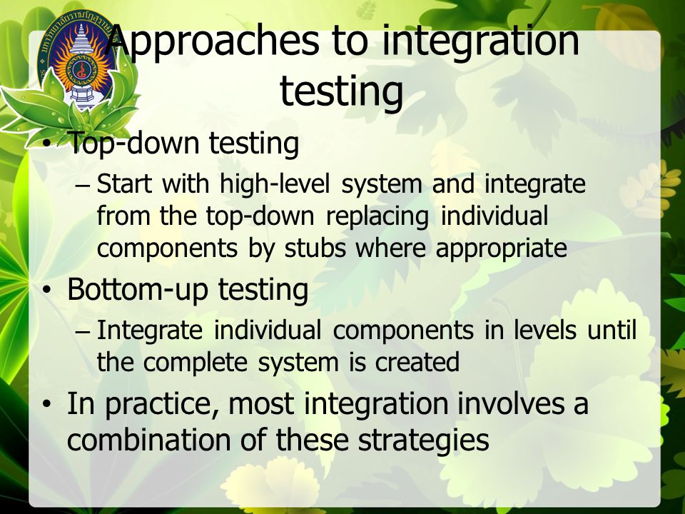 Approaches to integration testing