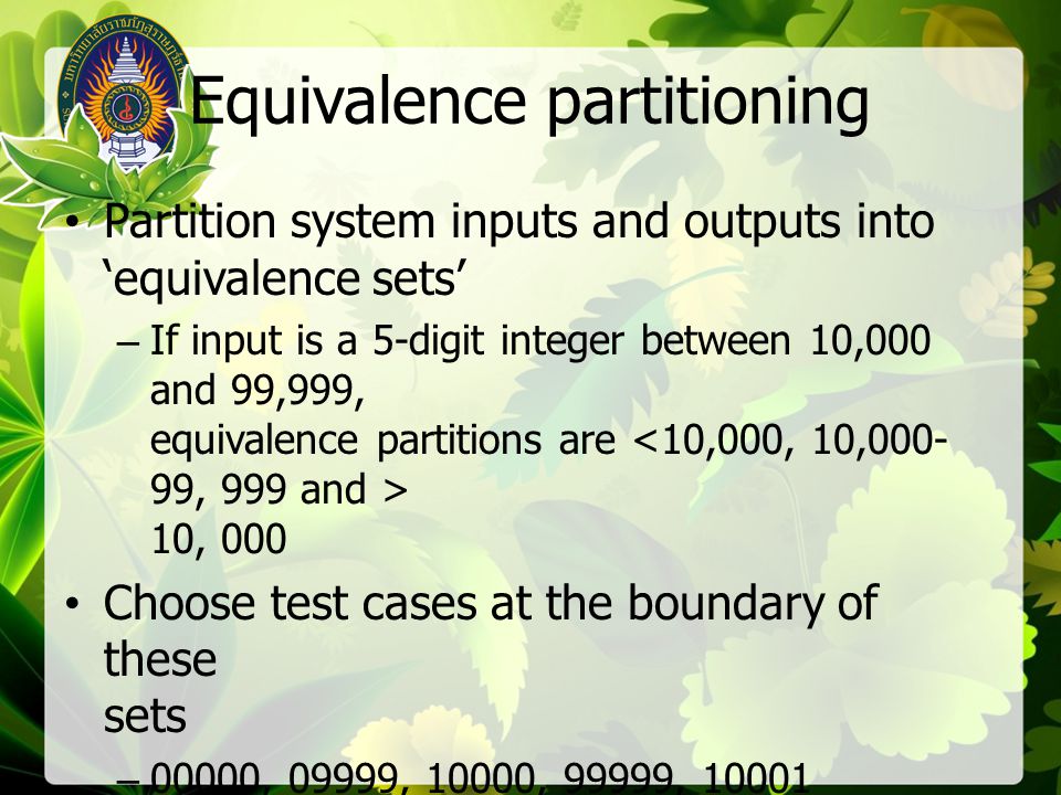 Equivalence partitioning