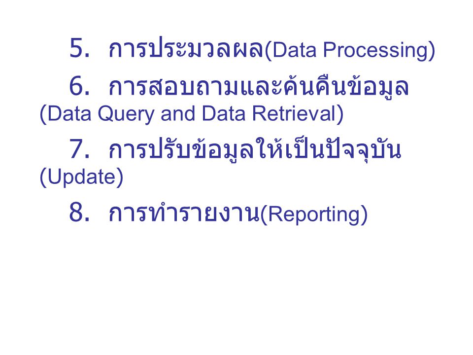 6. การสอบถามและค้นคืนข้อมูล (Data Query and Data Retrieval)