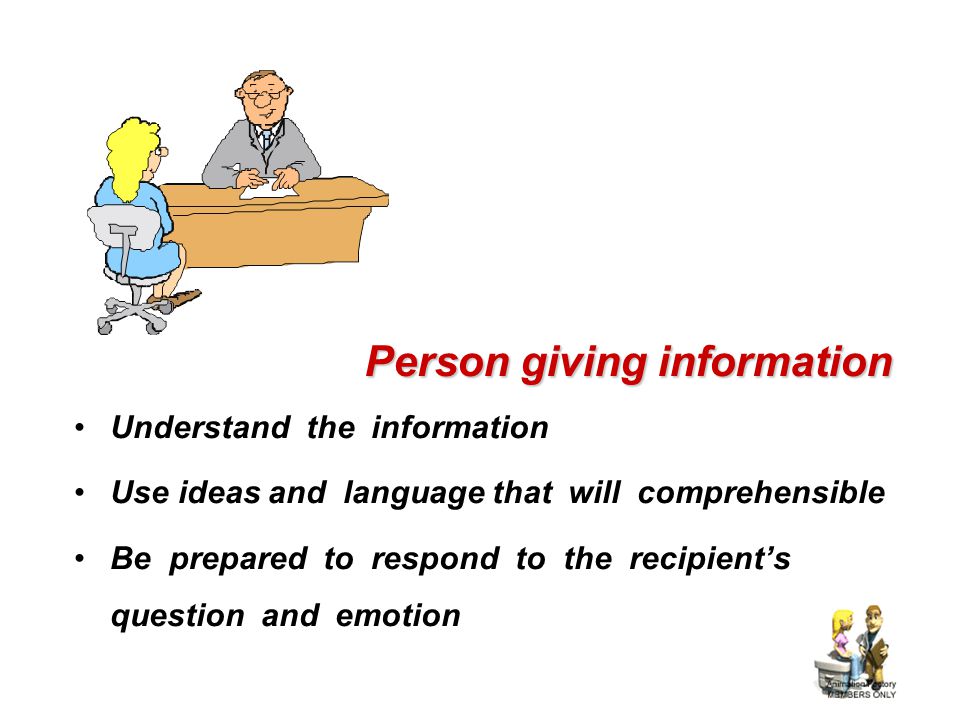 Person giving information