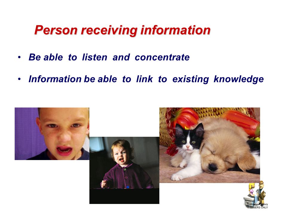 Person receiving information