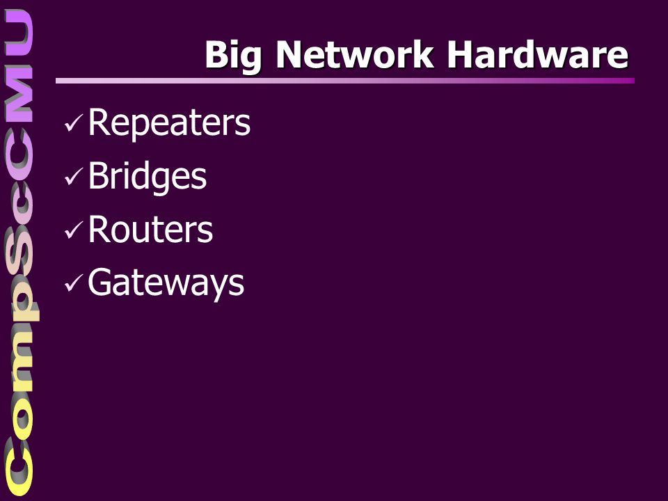 4/4/2017 Big Network Hardware Repeaters Bridges Routers Gateways