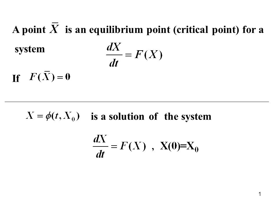 A point is an equilibrium point (critical point) for a