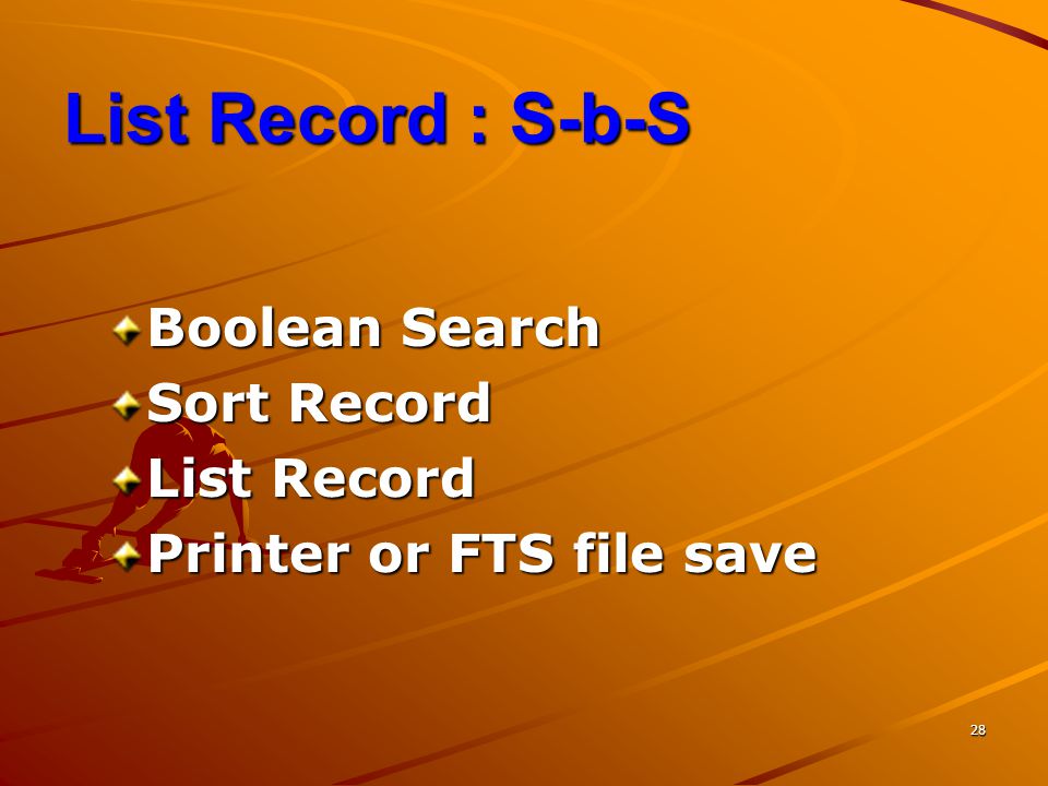 List Record : S-b-S Boolean Search Sort Record List Record