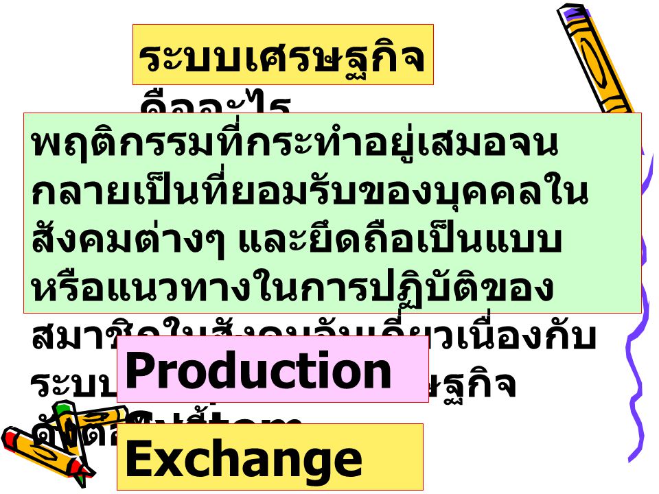 Production System Exchange System ระบบเศรษฐกิจคืออะไร