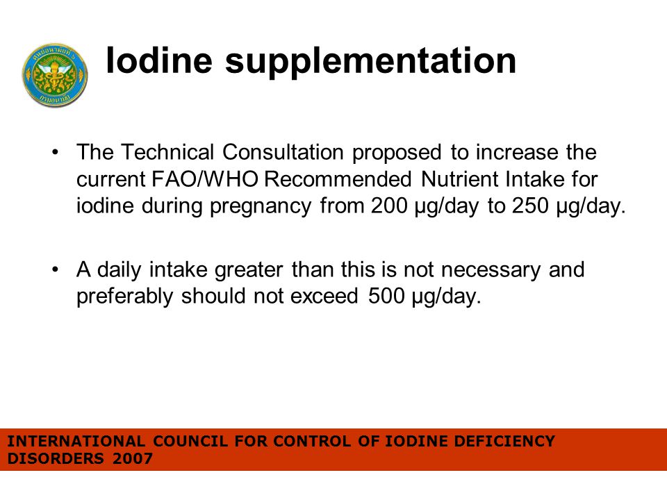 Iodine supplementation