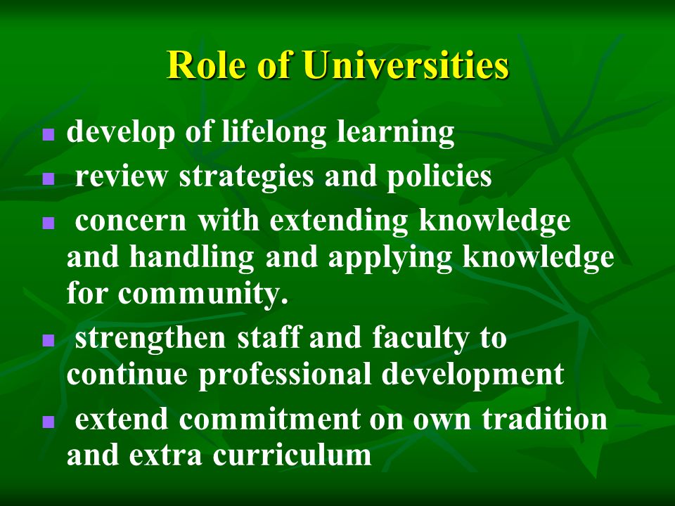 Role of Universities develop of lifelong learning