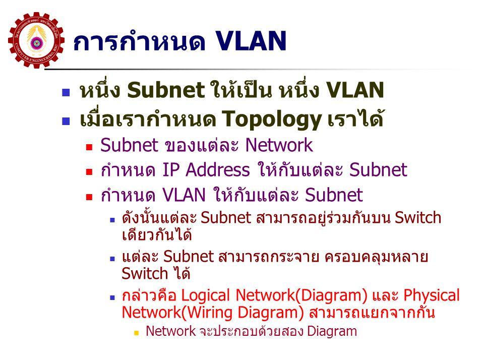 การกำหนด VLAN หนึ่ง Subnet ให้เป็น หนึ่ง VLAN