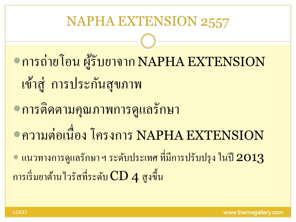 การถ่ายโอน ผู้รับยาจาก NAPHA EXTENSION เข้าสู่ การประกันสุขภาพ