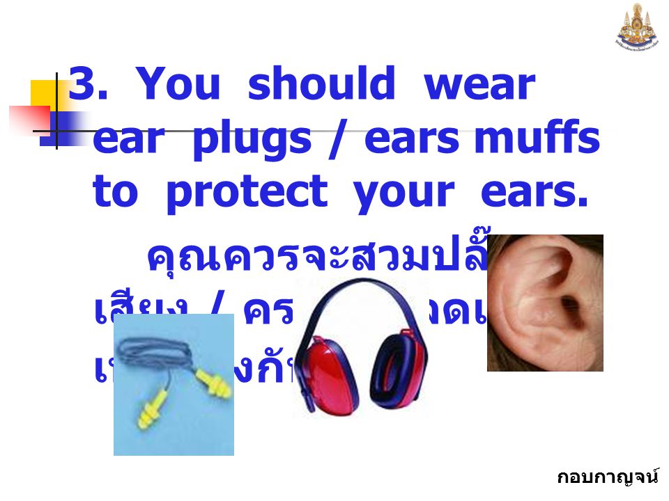 3. You should wear ear plugs / ears muffs to protect your ears.