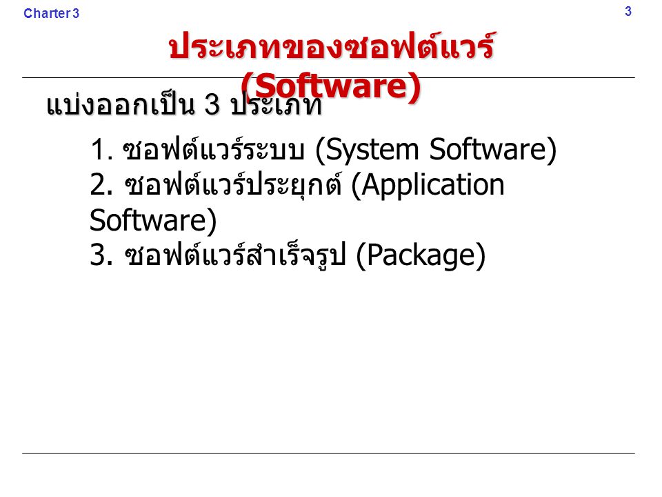 ประเภทของซอฟต์แวร์ (Software)