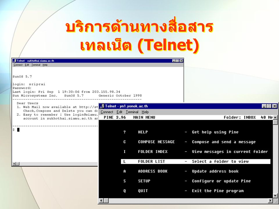 บริการด้านทางสื่อสาร เทลเน็ต (Telnet)