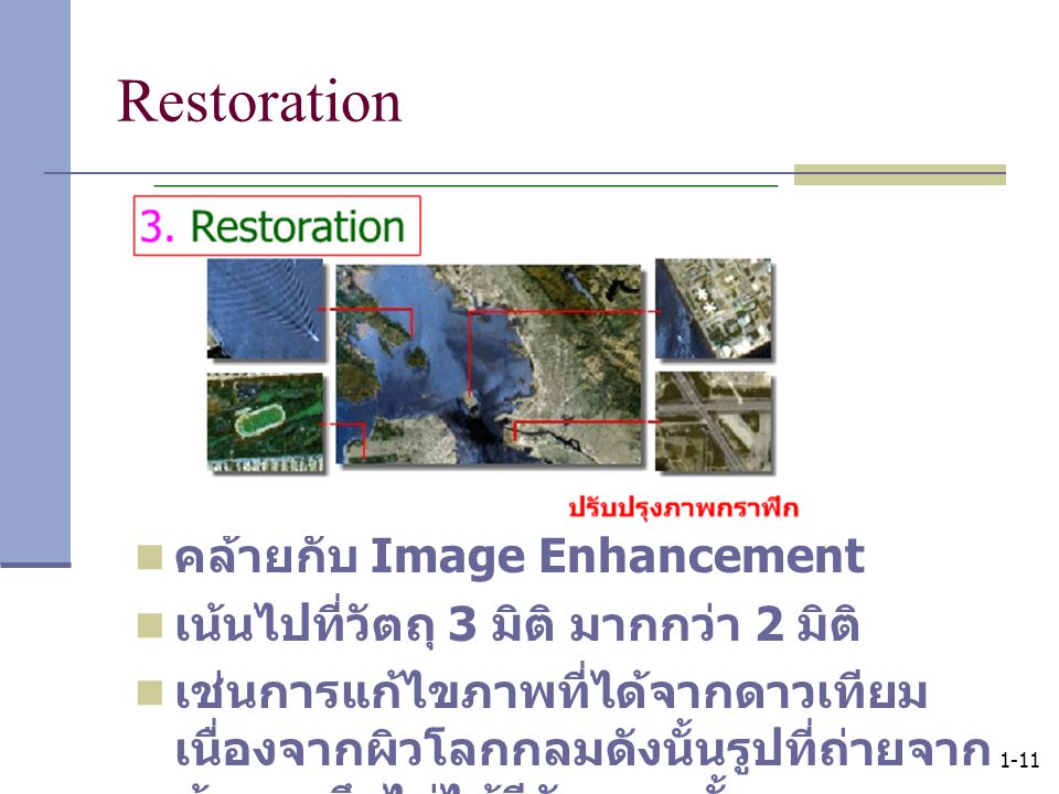 Restoration คล้ายกับ Image Enhancement
