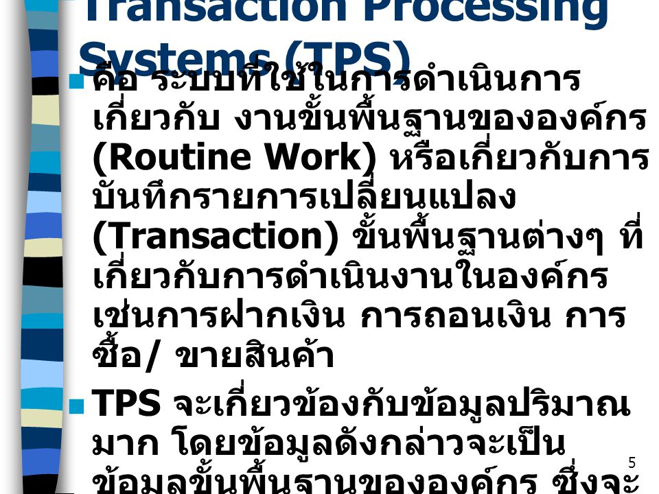Transaction Processing Systems (TPS)