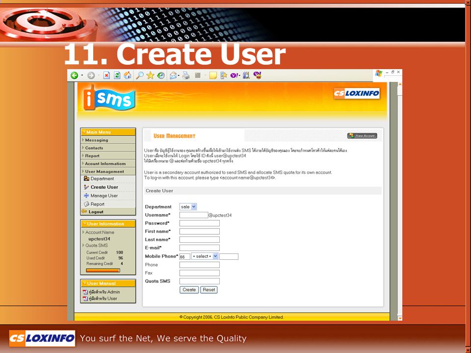 11. Create User