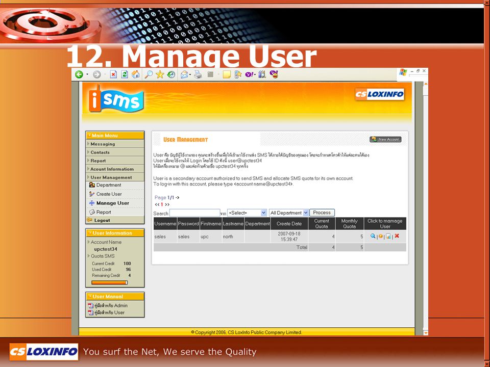 12. Manage User