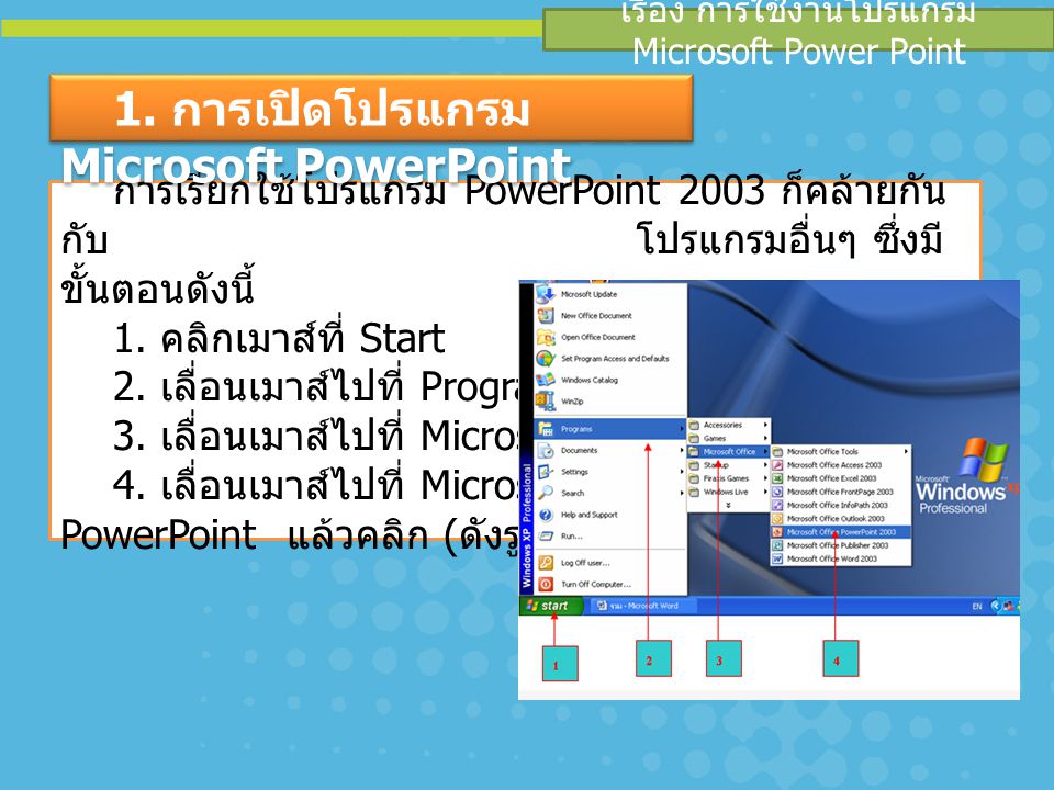 เรื่อง การใช้งานโปรแกรม Microsoft Power Point