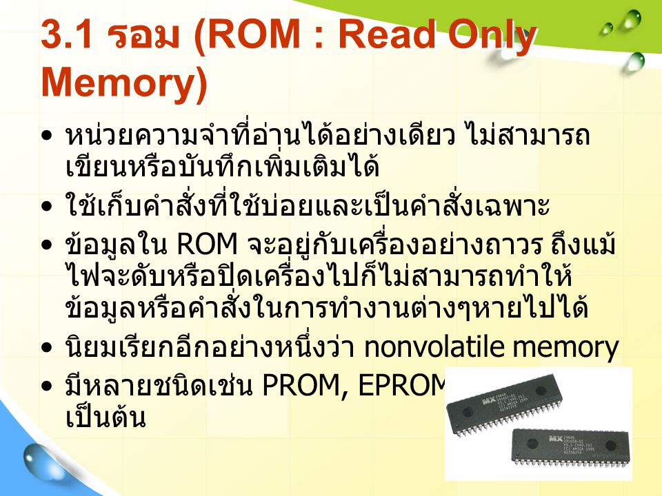 3.1 รอม (ROM : Read Only Memory)