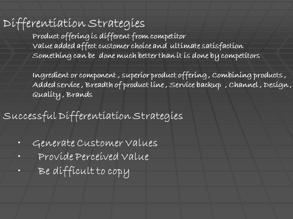 Differentiation Strategies