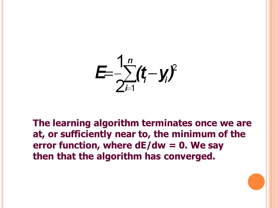 The learning algorithm terminates once we are