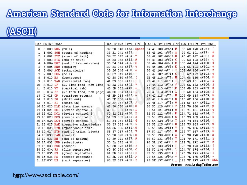 American Standard Code for Information Interchange (ASCII)