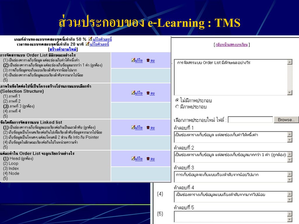 ส่วนประกอบของ e-Learning : TMS