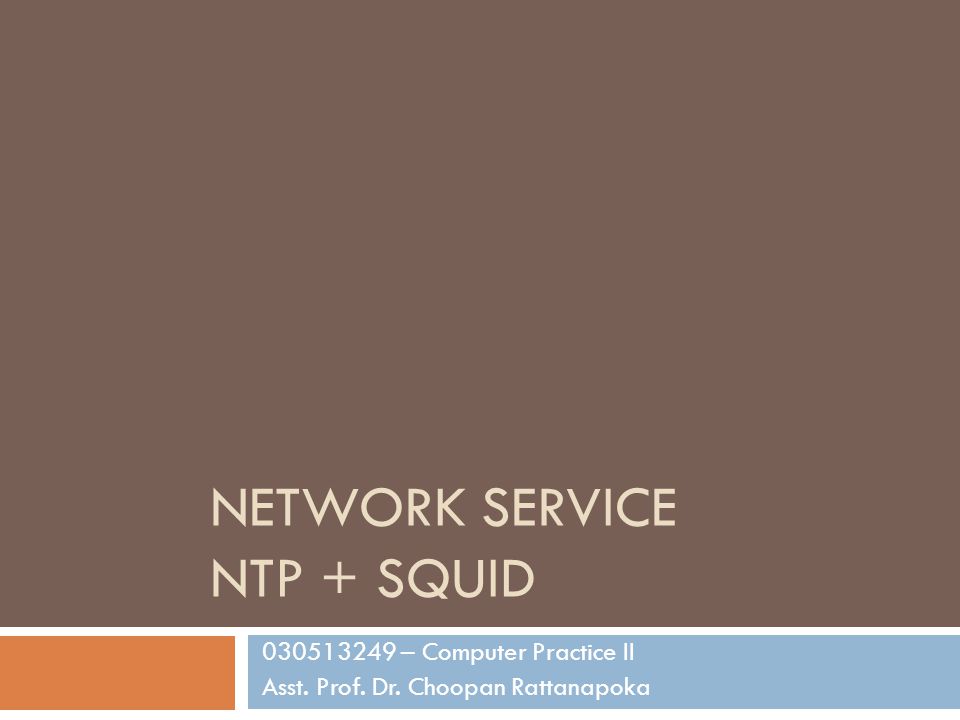 NETWORK SERVICE NTP + SQUID