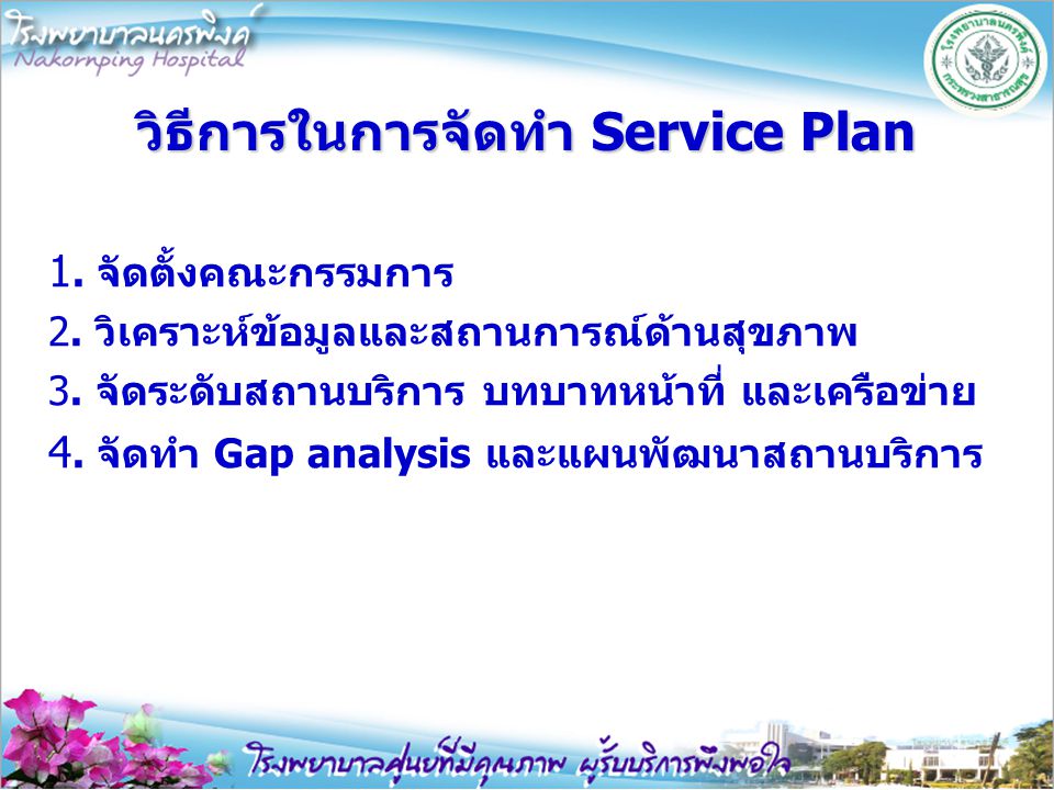 วิธีการในการจัดทำ Service Plan