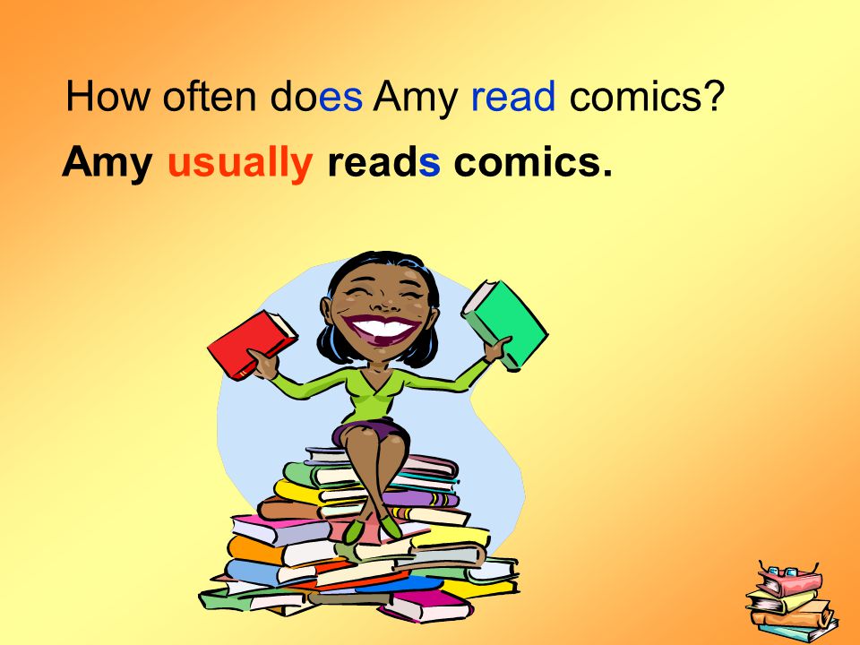 How often does Amy read comics