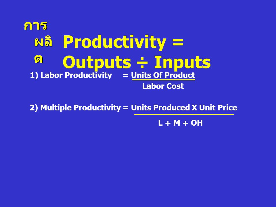 Productivity = Outputs ÷ Inputs
