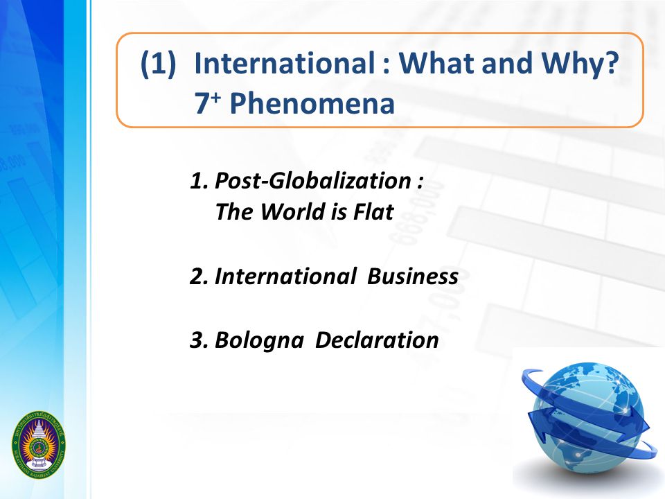 (1) International : What and Why 7+ Phenomena