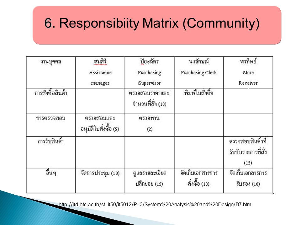 6. Responsibiity Matrix (Community)