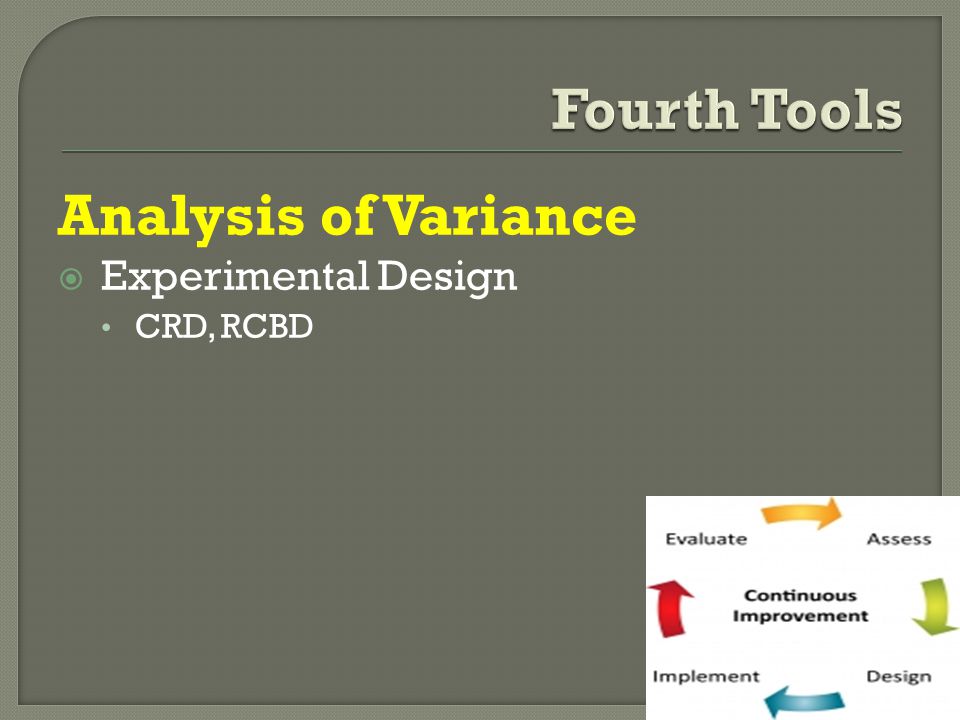 Fourth Tools Analysis of Variance Experimental Design CRD, RCBD