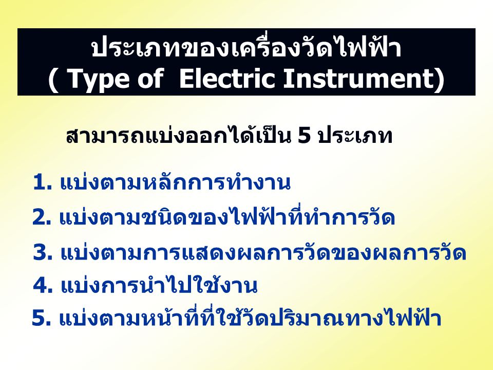 ประเภทของเครื่องวัดไฟฟ้า ( Type of Electric Instrument)