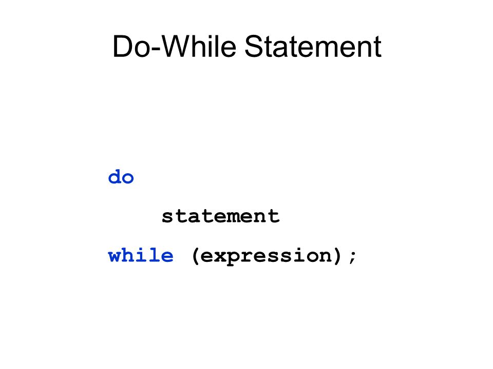 Do-While Statement do statement while (expression);