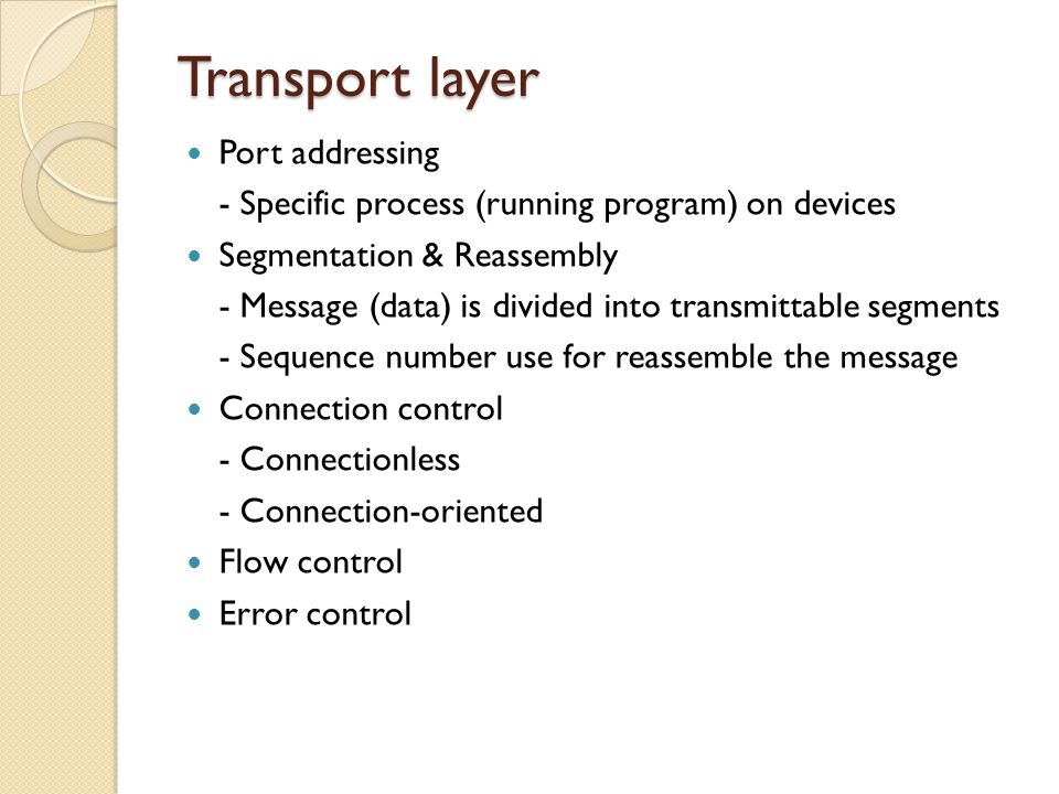 Transport layer Port addressing